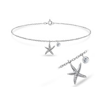 Starfish CZ Silver Anklet ANK-594